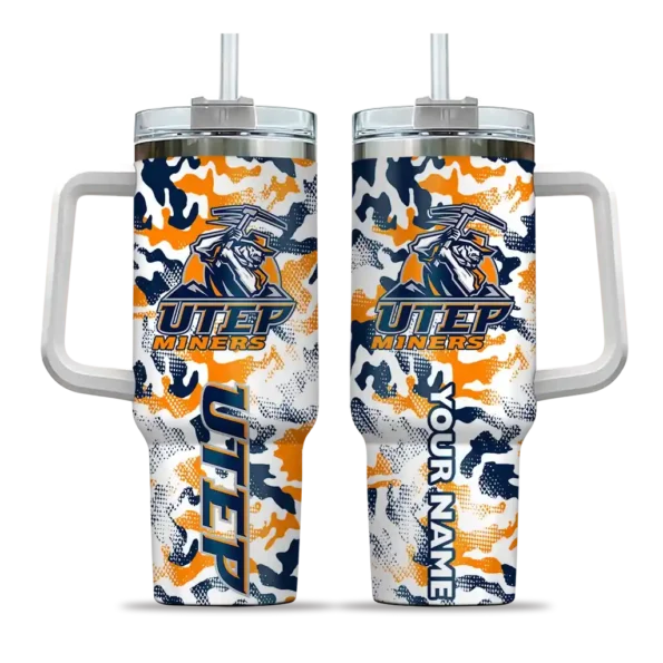 custom utep miners camo mashup blue white curved tumbler best selling.webp