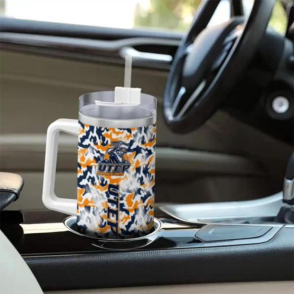 custom utep miners camo mashup blue white curved tumbler trendy.webp
