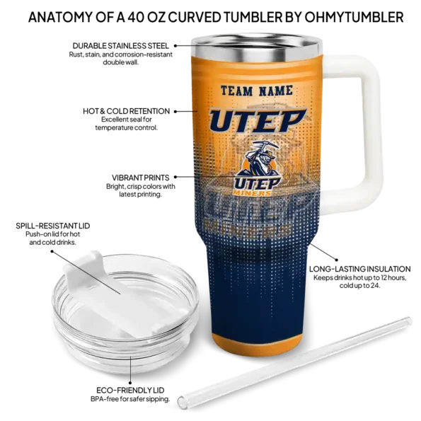 custom utep miners gradient dots blue curved tumbler new arrival.webp