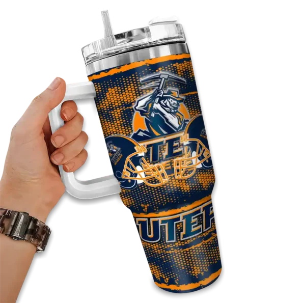 custom utep miners honey streaks blue curved tumbler fashion forward.webp