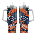 custom utsa roadrunners abstract paths orange curved tumbler best selling.webp