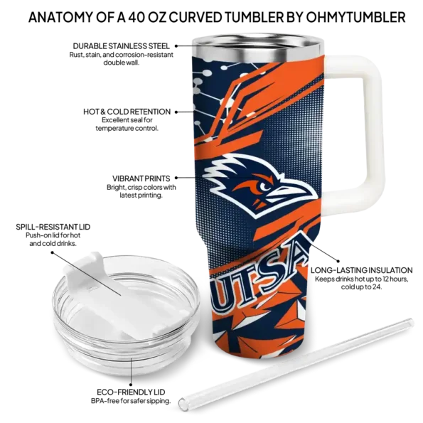 custom utsa roadrunners abstract paths orange curved tumbler new arrival.webp