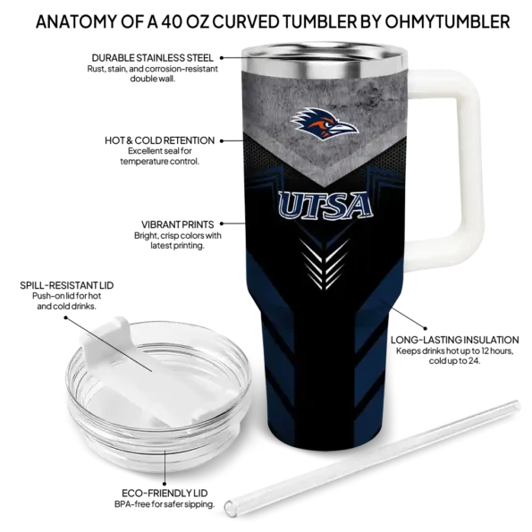 custom utsa roadrunners arrow armor orange black curved tumbler new arrival.webp