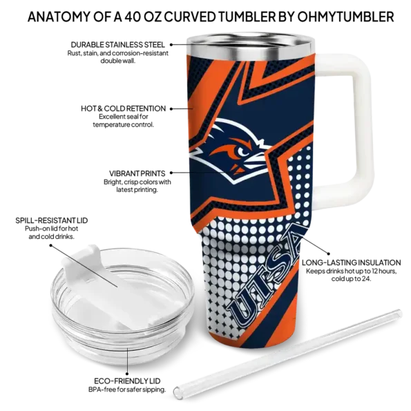 custom utsa roadrunners arrow burst orange curved tumbler new arrival.webp