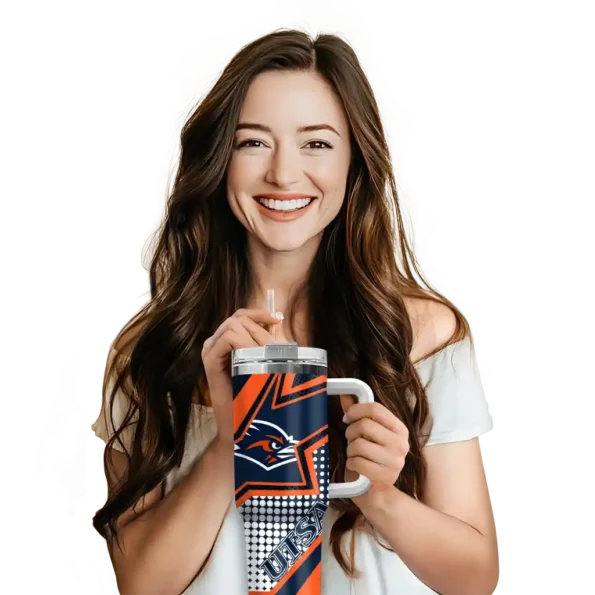 custom utsa roadrunners arrow burst orange curved tumbler premium grade.webp