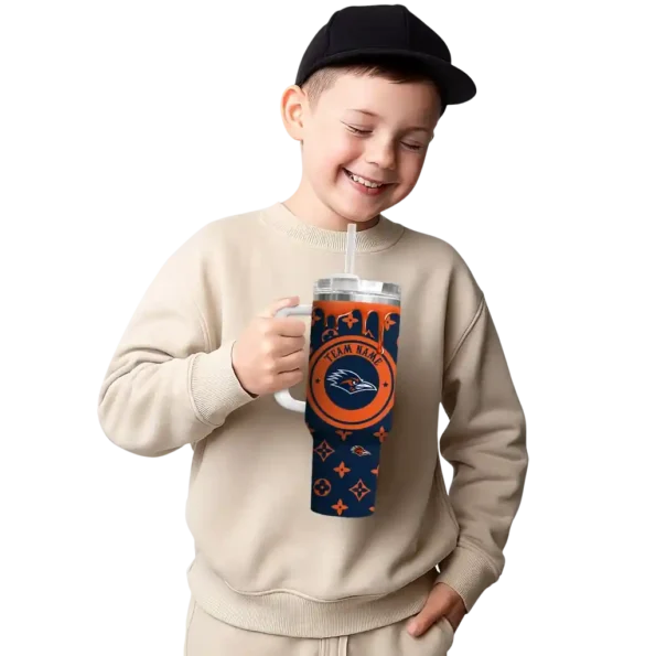 custom utsa roadrunners bullseye drips orange curved tumbler latest model.webp