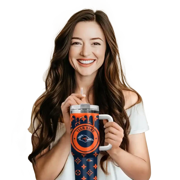 custom utsa roadrunners bullseye drips orange curved tumbler premium grade.webp