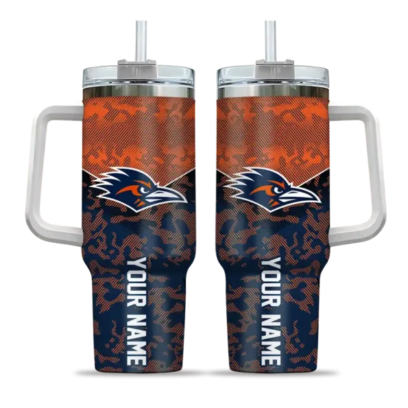 custom utsa roadrunners chevron stripe orange curved tumbler best selling.webp