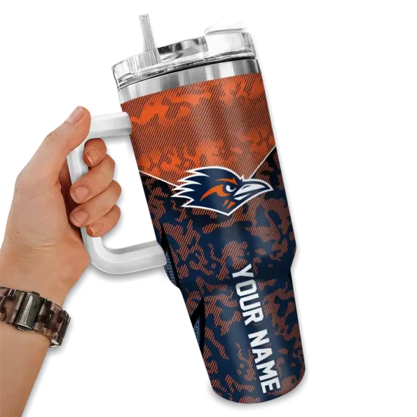 custom utsa roadrunners chevron stripe orange curved tumbler fashion forward.webp