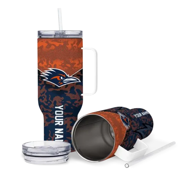 custom utsa roadrunners chevron stripe orange curved tumbler high quality.webp