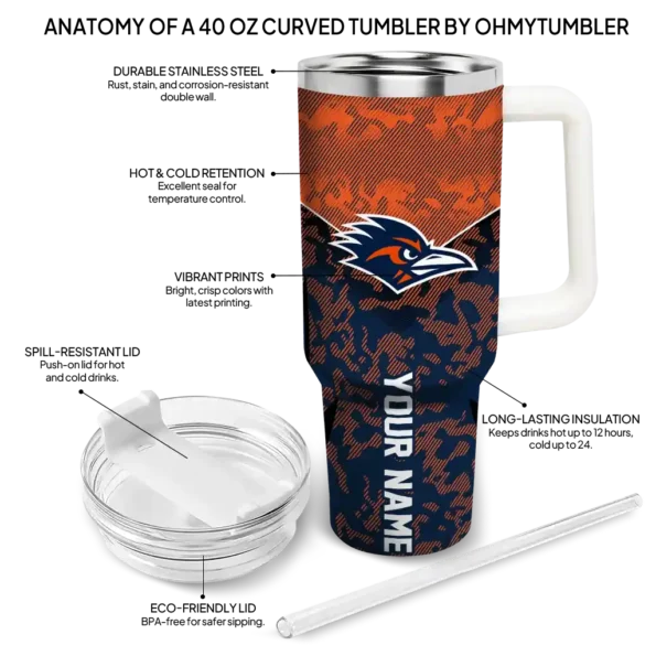 custom utsa roadrunners chevron stripe orange curved tumbler new arrival.webp