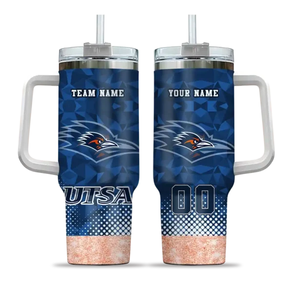 custom utsa roadrunners geometric prism orange curved tumbler best selling.webp