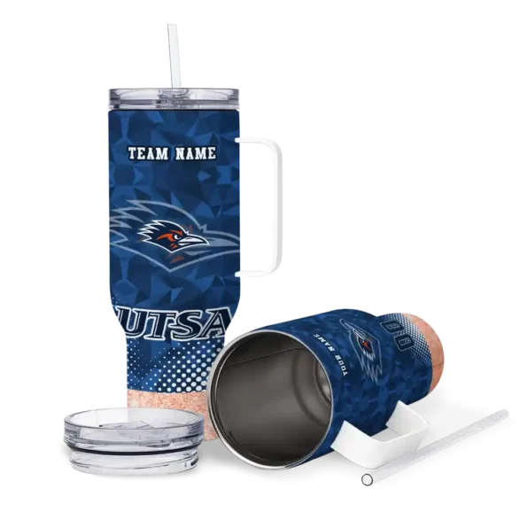 custom utsa roadrunners geometric prism orange curved tumbler high quality.webp