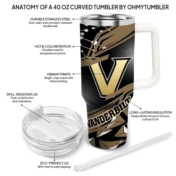 custom vanderbilt commodores abstract paths black curved tumbler new arrival.webp