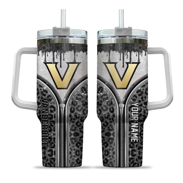 custom vanderbilt commodores leopard zipper black curved tumbler best selling.webp
