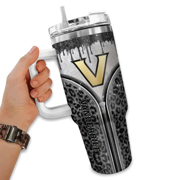 custom vanderbilt commodores leopard zipper black curved tumbler fashion forward.webp