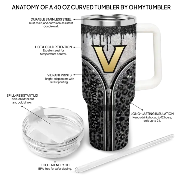 custom vanderbilt commodores leopard zipper black curved tumbler new arrival.webp