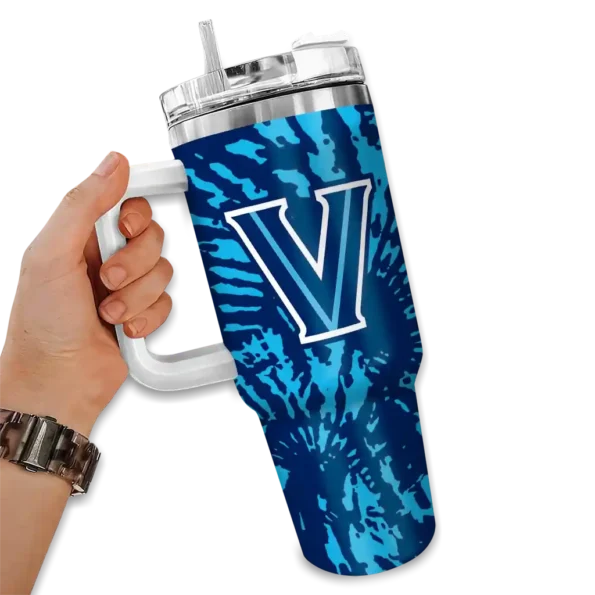custom villanova wildcats burst swirl navy curved tumbler fashion forward.webp