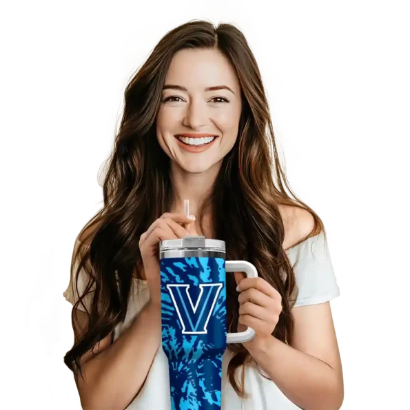 custom villanova wildcats burst swirl navy curved tumbler premium grade.webp