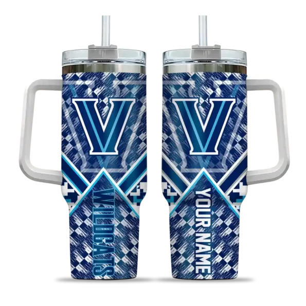 custom villanova wildcats chevron angle navy curved tumbler best selling.webp