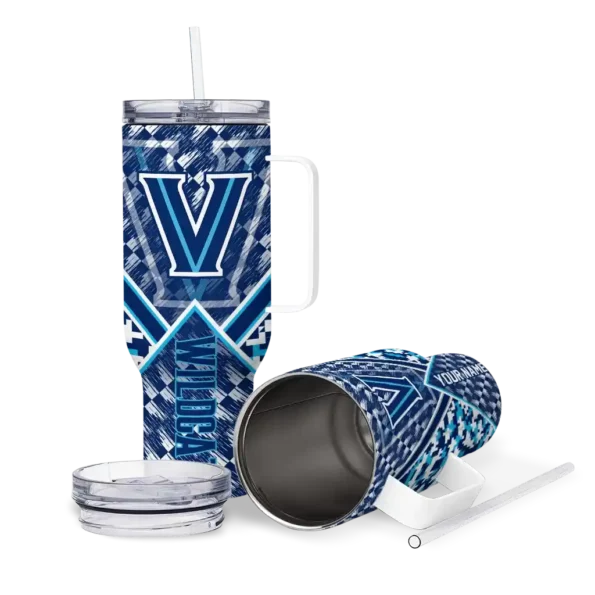 custom villanova wildcats chevron angle navy curved tumbler high quality.webp