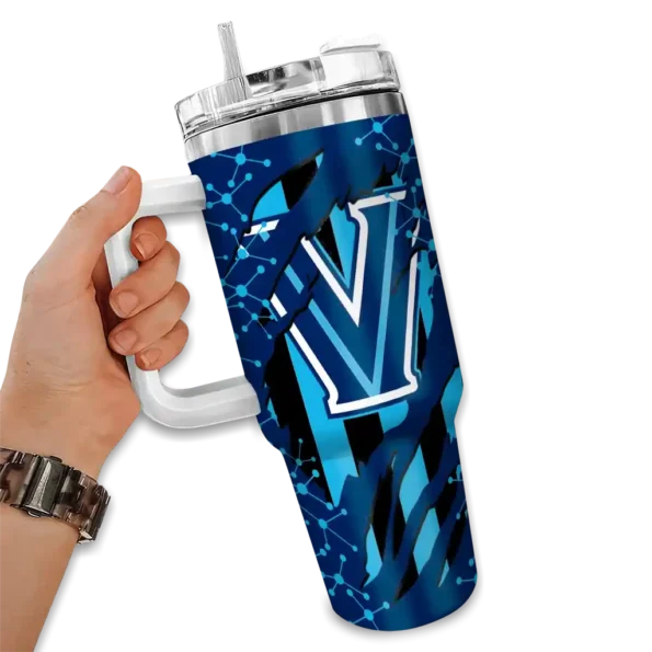custom villanova wildcats claw cut navy black curved tumbler fashion forward.webp