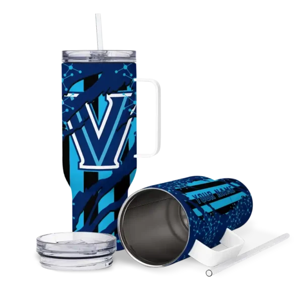 custom villanova wildcats claw cut navy black curved tumbler high quality.webp