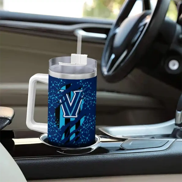 custom villanova wildcats claw cut navy black curved tumbler trendy.webp