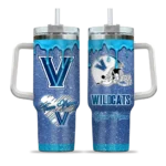 custom villanova wildcats heart helmet motif navy curved tumbler best selling.webp
