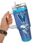 custom villanova wildcats heart helmet motif navy curved tumbler best selling.webp
