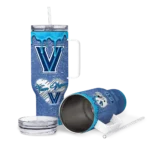 custom villanova wildcats heart helmet motif navy curved tumbler best selling.webp