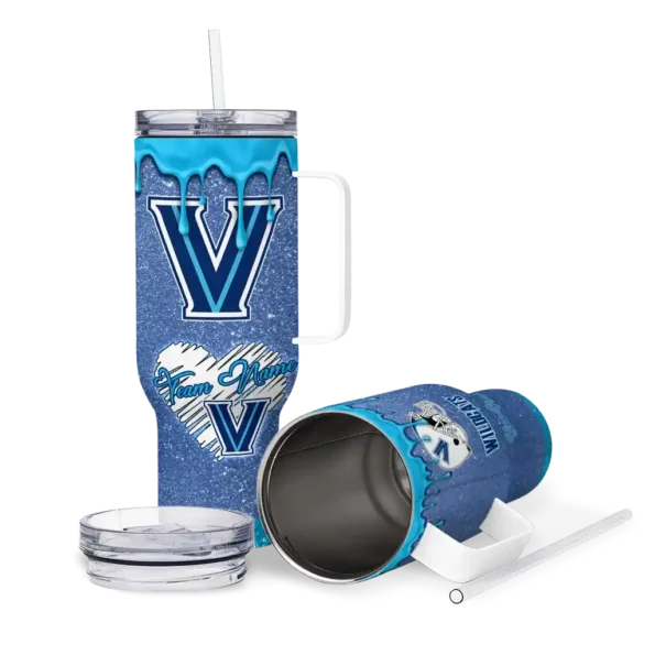 custom villanova wildcats heart helmet motif navy curved tumbler high quality.webp