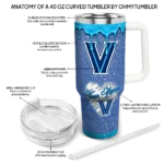custom villanova wildcats heart helmet motif navy curved tumbler best selling.webp