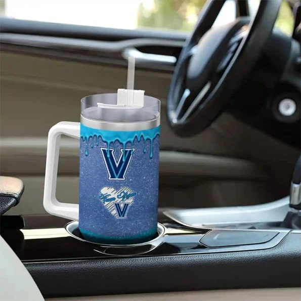 custom villanova wildcats heart helmet motif navy curved tumbler trendy.webp