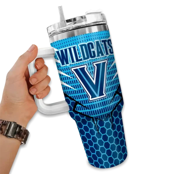 custom villanova wildcats hex texture navy curved tumbler fashion forward.webp