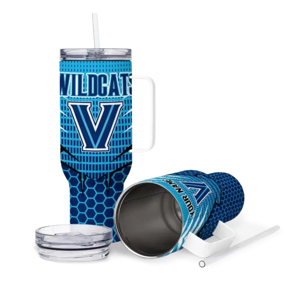 custom villanova wildcats hex texture navy curved tumbler high quality.webp