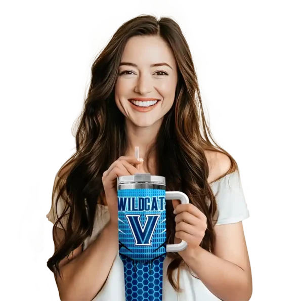 custom villanova wildcats hex texture navy curved tumbler premium grade.webp