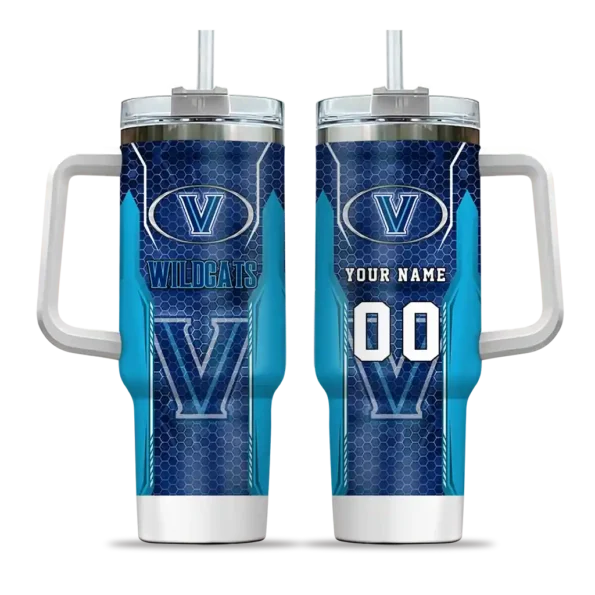custom villanova wildcats hexagon armor navy curved tumbler best selling.webp