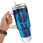 custom villanova wildcats hexagon armor navy curved tumbler best selling.webp