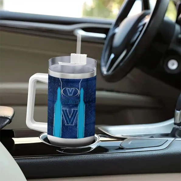 custom villanova wildcats hexagon armor navy curved tumbler trendy.webp