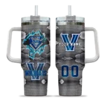 custom villanova wildcats superman shield navy gray curved tumbler best selling.webp