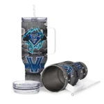 custom villanova wildcats superman shield navy gray curved tumbler best selling.webp