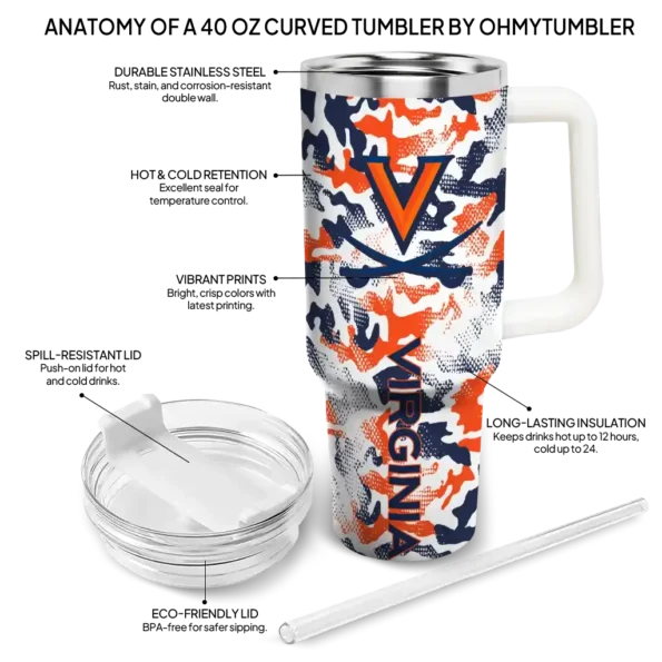 custom virginia cavaliers camo mashup blue white curved tumbler new arrival.webp