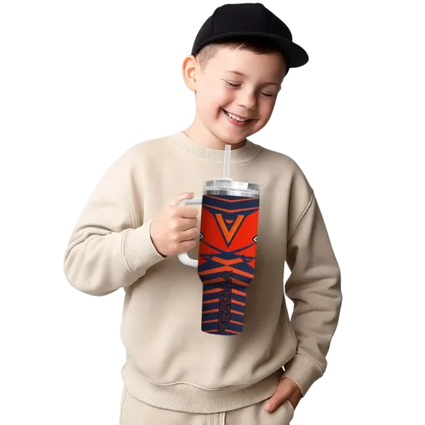 custom virginia cavaliers chevron layers blue curved tumbler latest model.webp