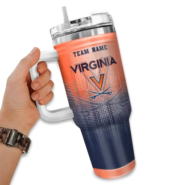 custom virginia cavaliers gradient dots blue curved tumbler fashion forward.webp