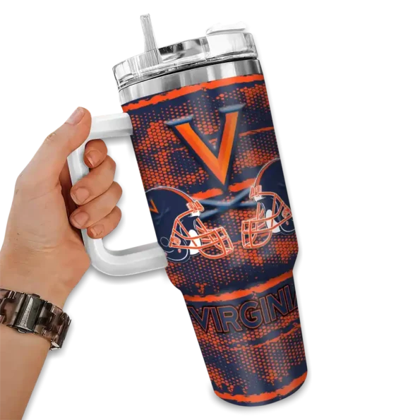 custom virginia cavaliers honey streaks blue curved tumbler fashion forward.webp