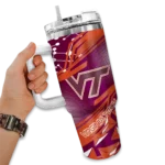 custom virginia tech hokies abstract paths maroon curved tumbler best selling.webp