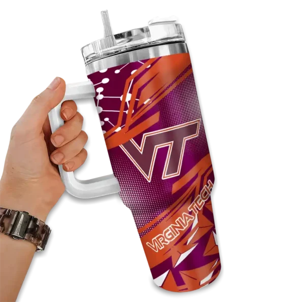 custom virginia tech hokies abstract paths maroon curved tumbler fashion forward.webp