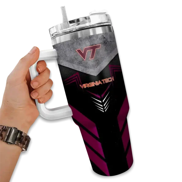 custom virginia tech hokies arrow armor maroon black curved tumbler fashion forward.webp