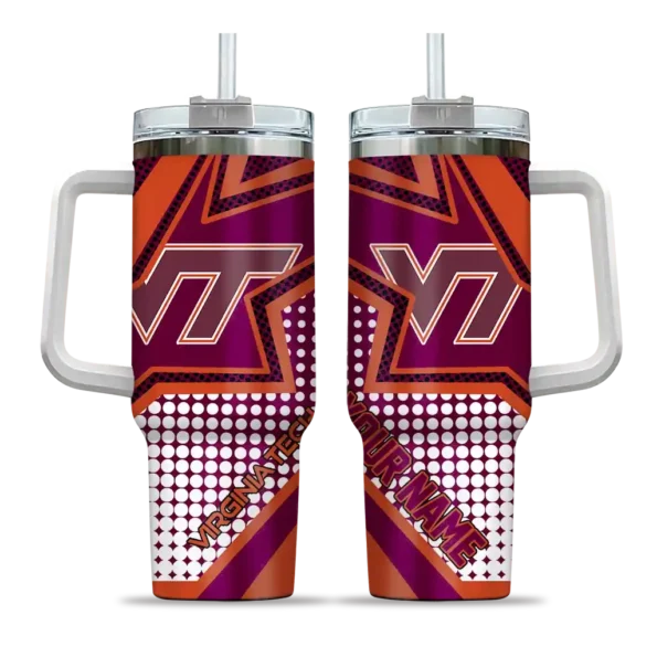 custom virginia tech hokies arrow burst maroon curved tumbler best selling.webp
